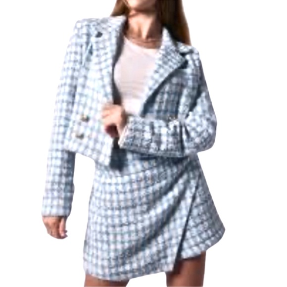 Chic SET JASON WU Boucle Tweed Cropped Blazer and Skort Set NWT | 10 - Picture 2 of 11